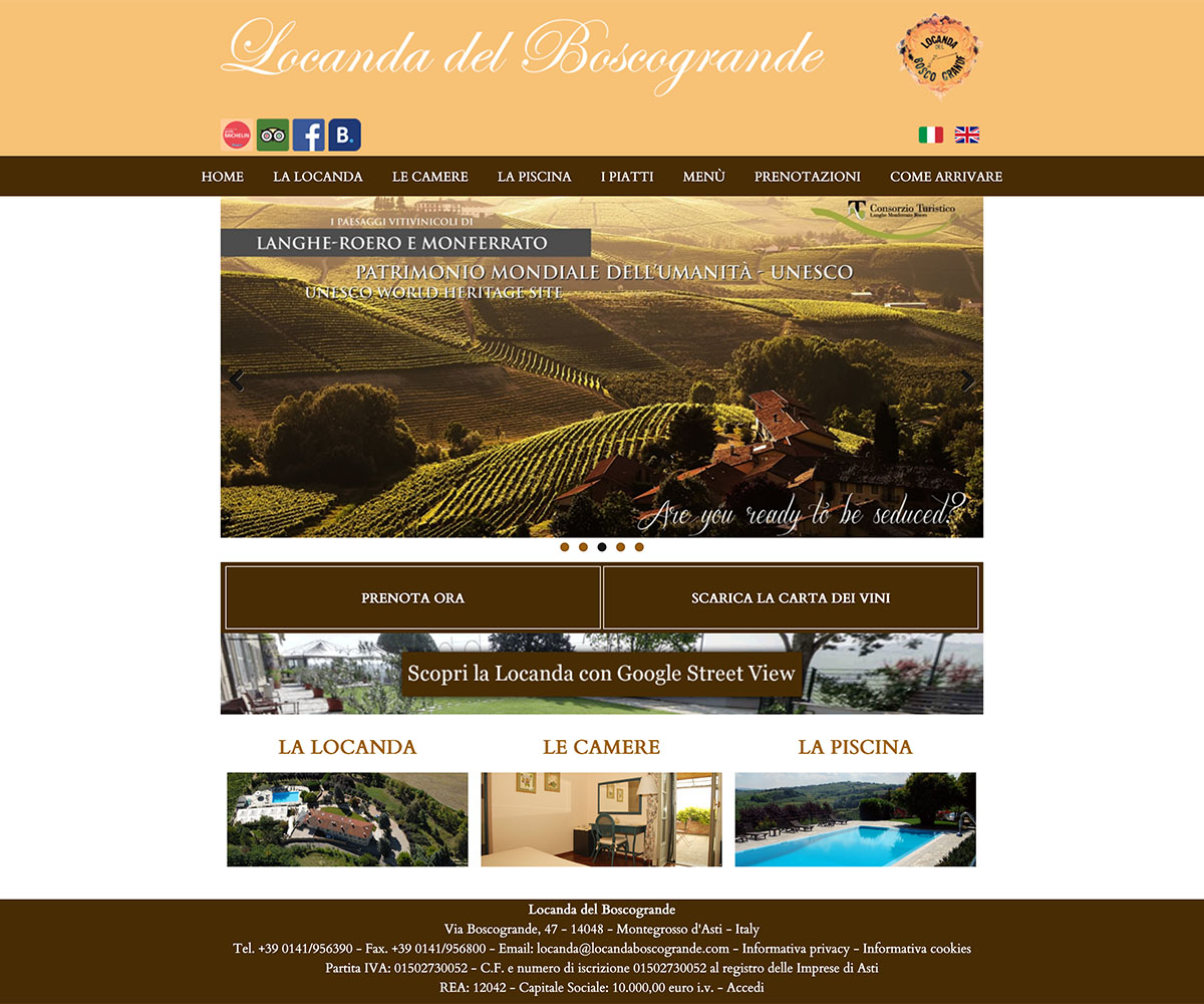 Progettazione e realizzazione sito web Locanda del Boscogrande: www.locandaboscogrande.com