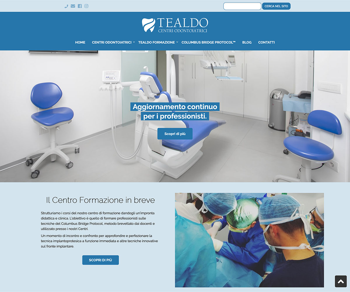 Progettazione e realizzazione sito web Tealdo Centri Odontoiatrici: www.tealdocentriodontoiatrici.com
